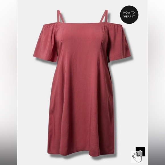 Torrid Mini Challis Cold Shoulder Trapeze Dress NWOT - Picture 5 of 5